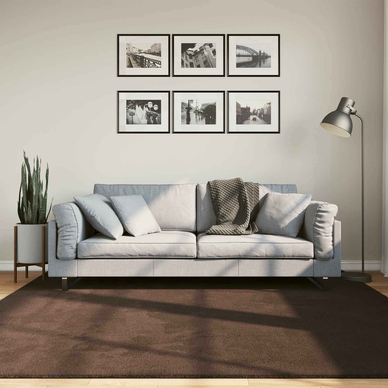 Vloerkleden Vierkant HUARTE Bruin 200 x 200 cm