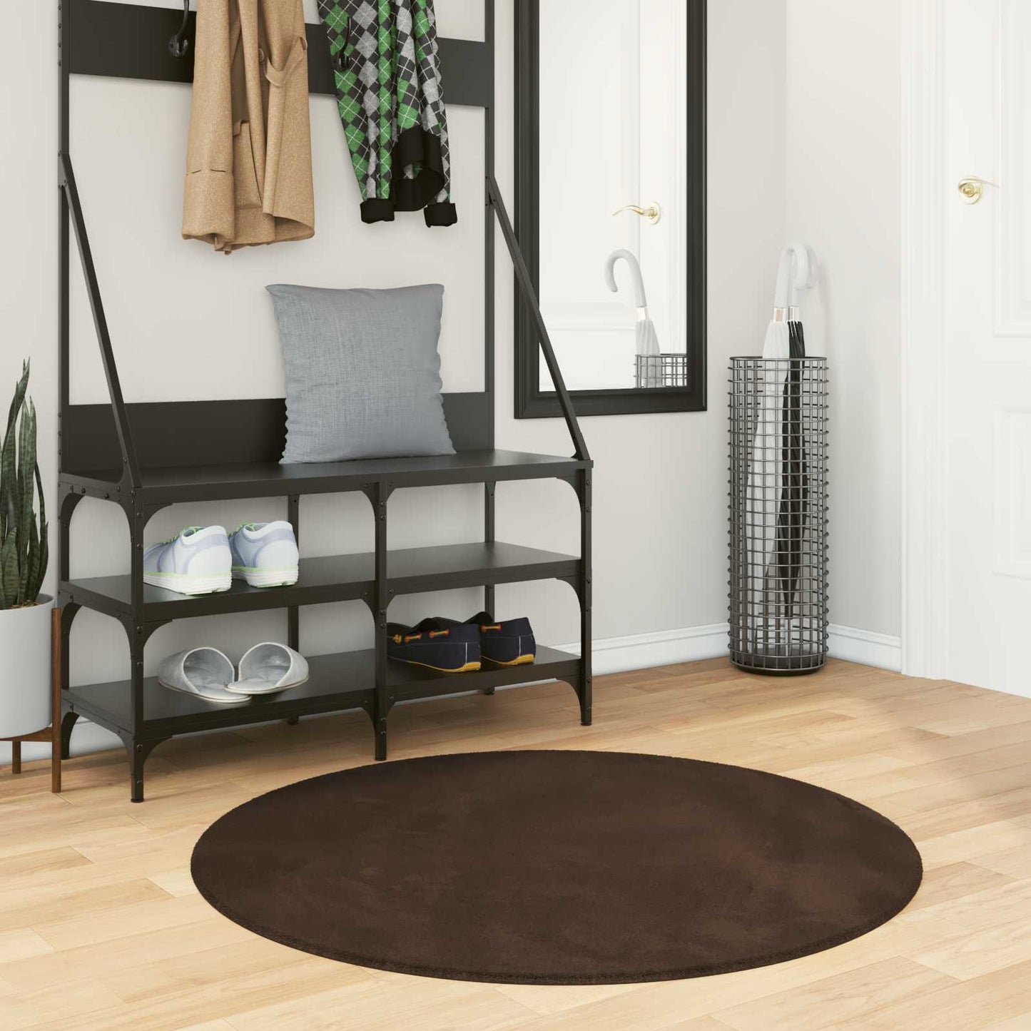 Vloerkleden Rond HUARTE Bruin Ø 100 CM Polyester