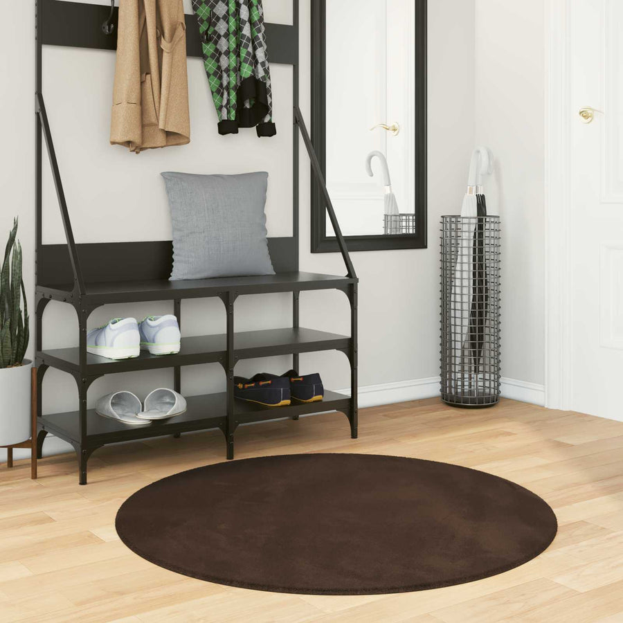 Vloerkleden Rond HUARTE Bruin Ø 100 CM Polyester