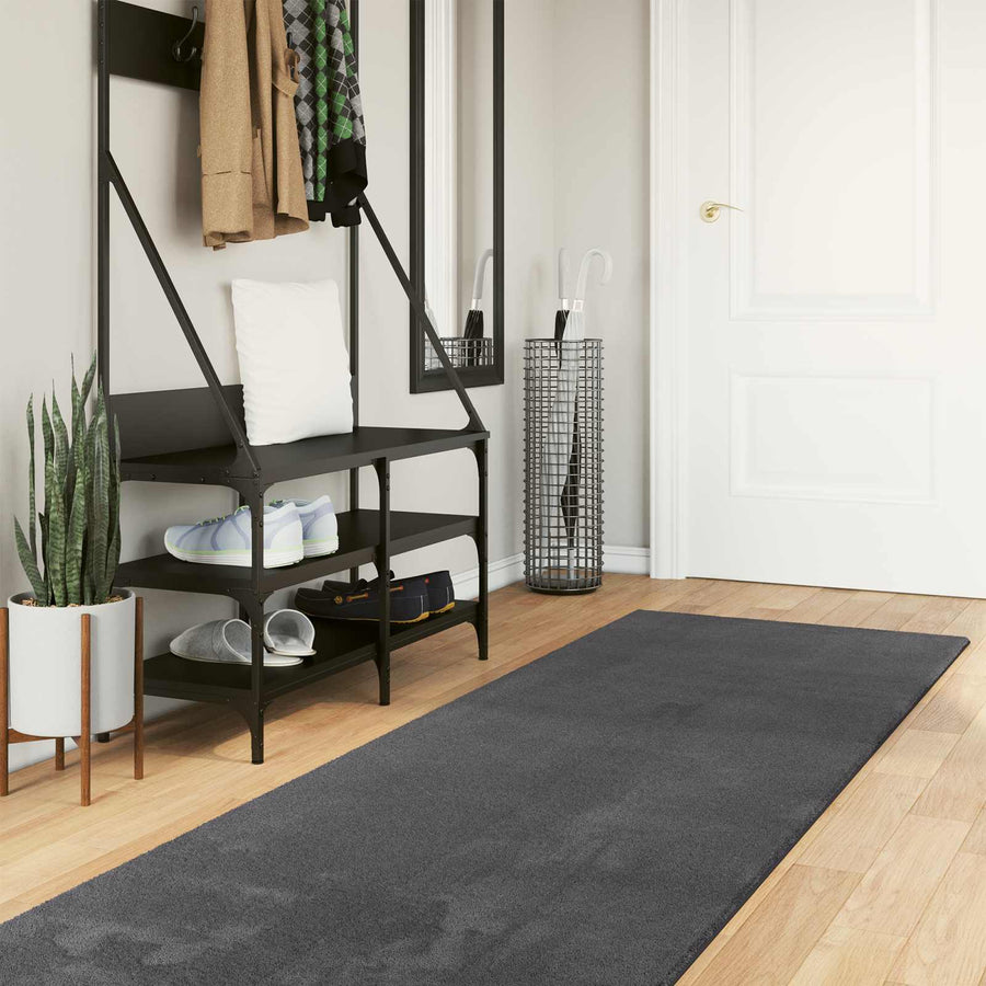 Vloerkleden Rechthoekig HUARTE Antraciet 400 x 80 cm Polyester