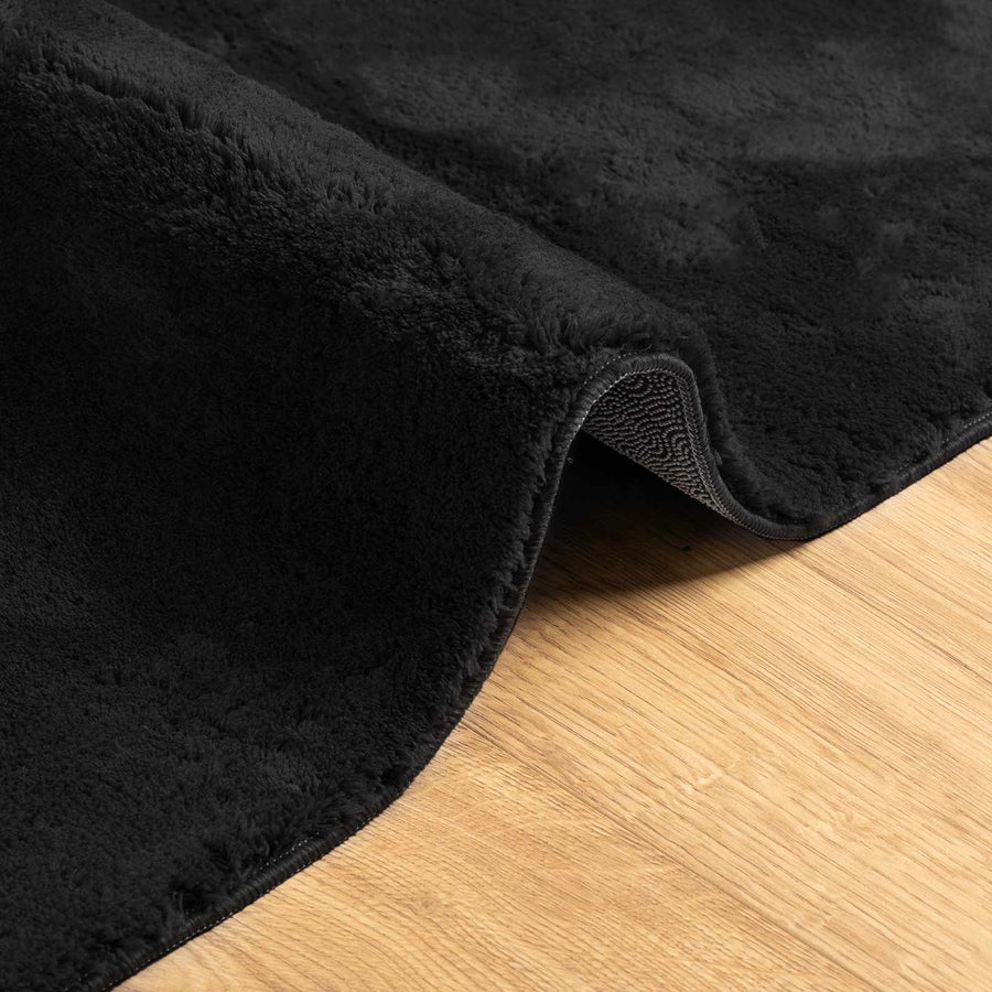 Medium pile zachte en wasbare tapijt HUARTE Zwart 400 x 80 cm