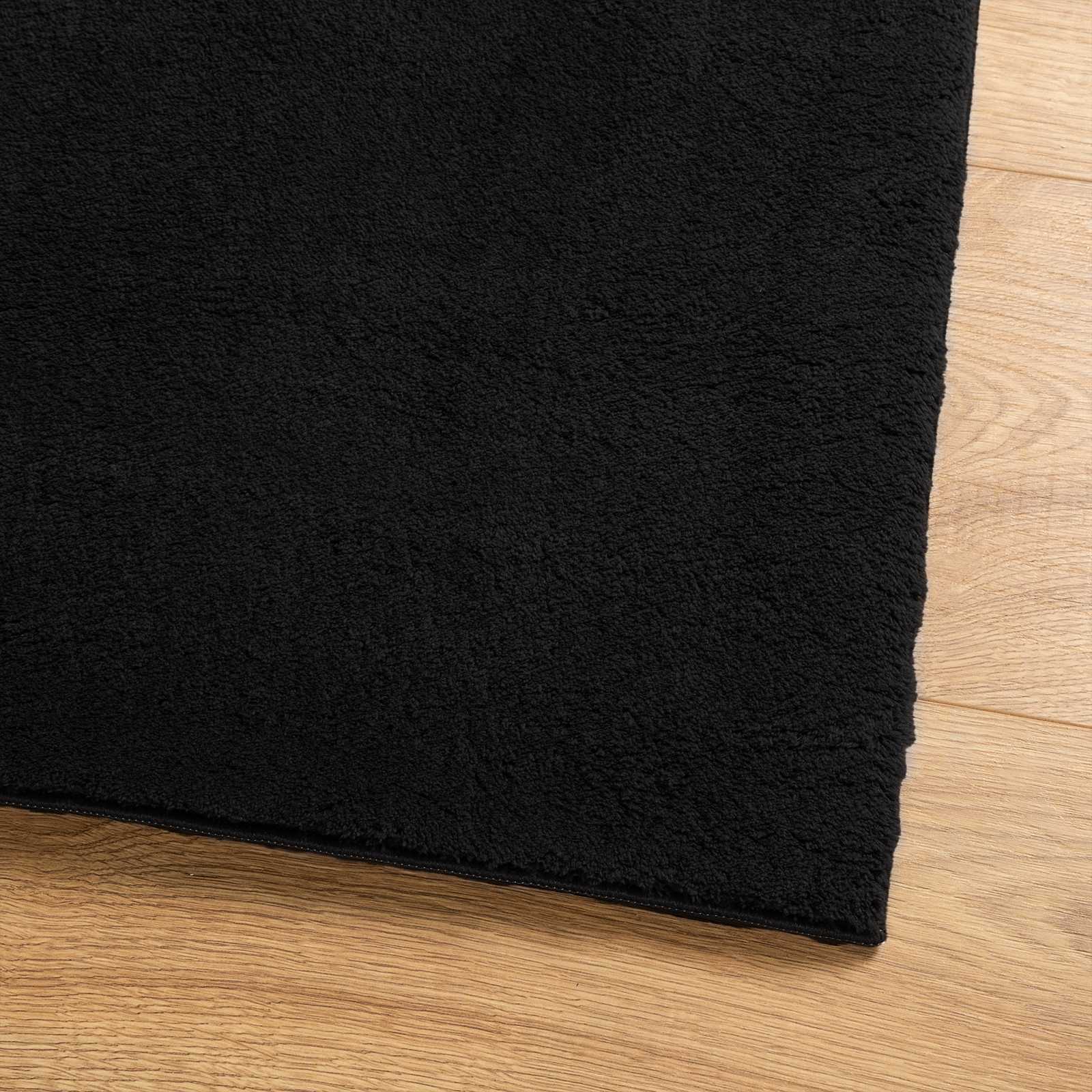 Medium pile zachte en wasbare tapijt HUARTE Zwart 400 x 80 cm