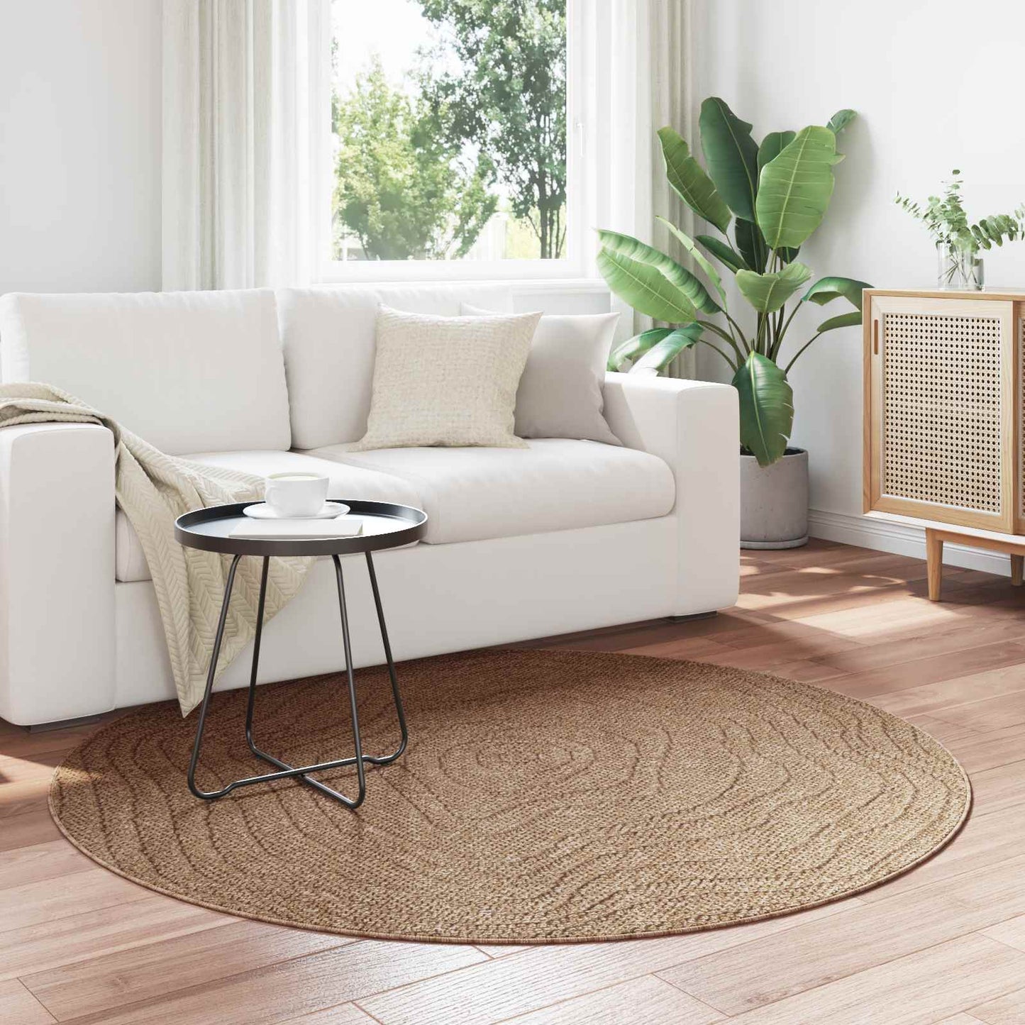 Vloerkleden Rond Moiré Naturel Ø 120 CM