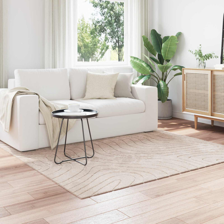 Vloerkleden Vierkant HUARTE Beige 120 x 120 cm Polyester