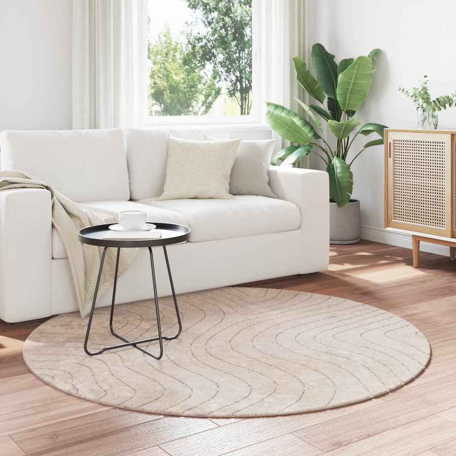 Vloerkleden Rond HUARTE Beige Ø 160 CM Polyester