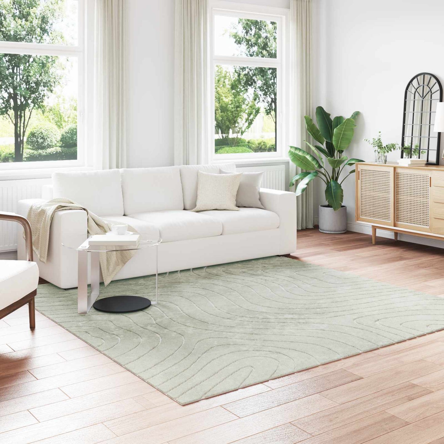 Vloerkleden Vierkant HUARTE Groen 240 x 240 cm Polyester
