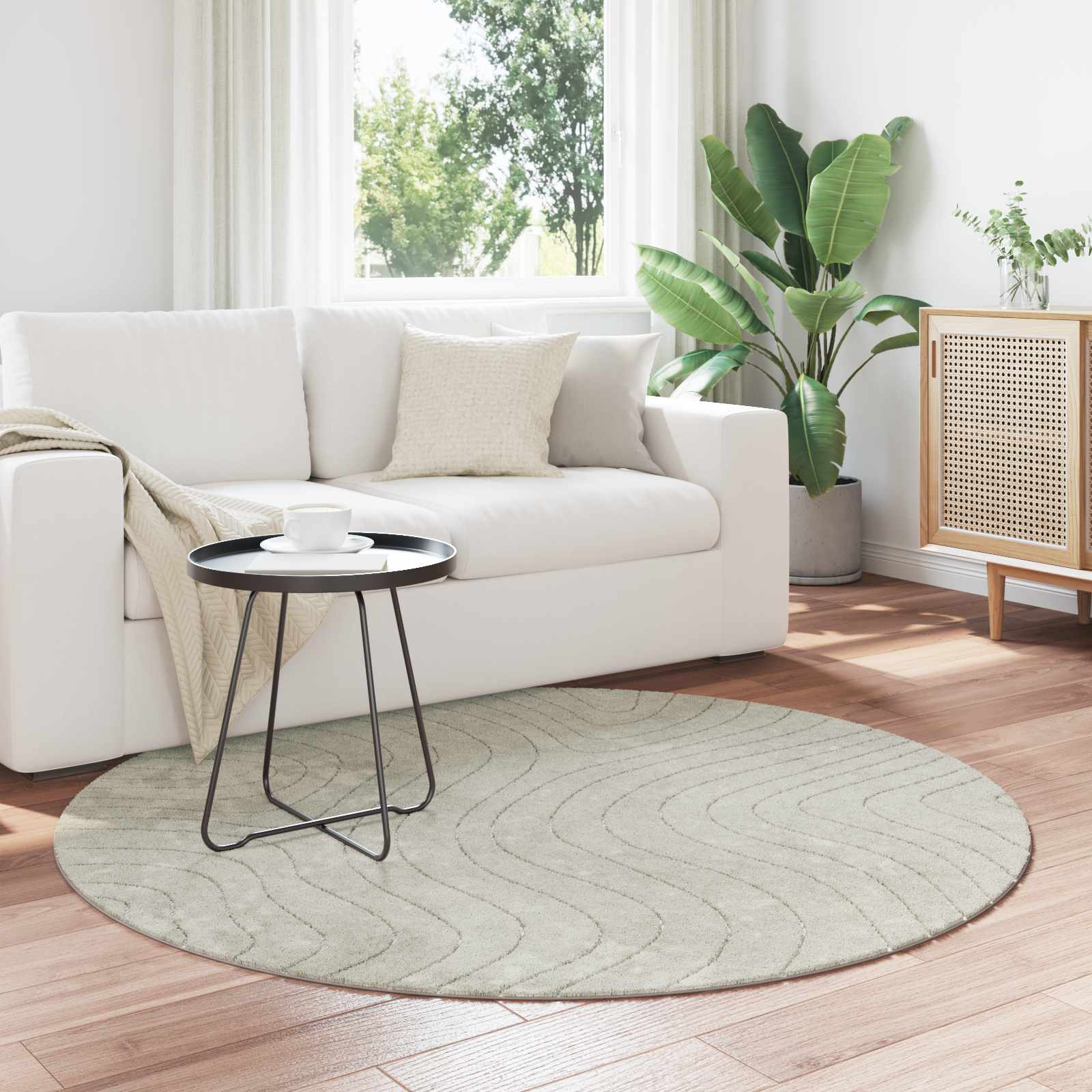 Vloerkleden Rond HUARTE Groen Ø 160 CM Polyester