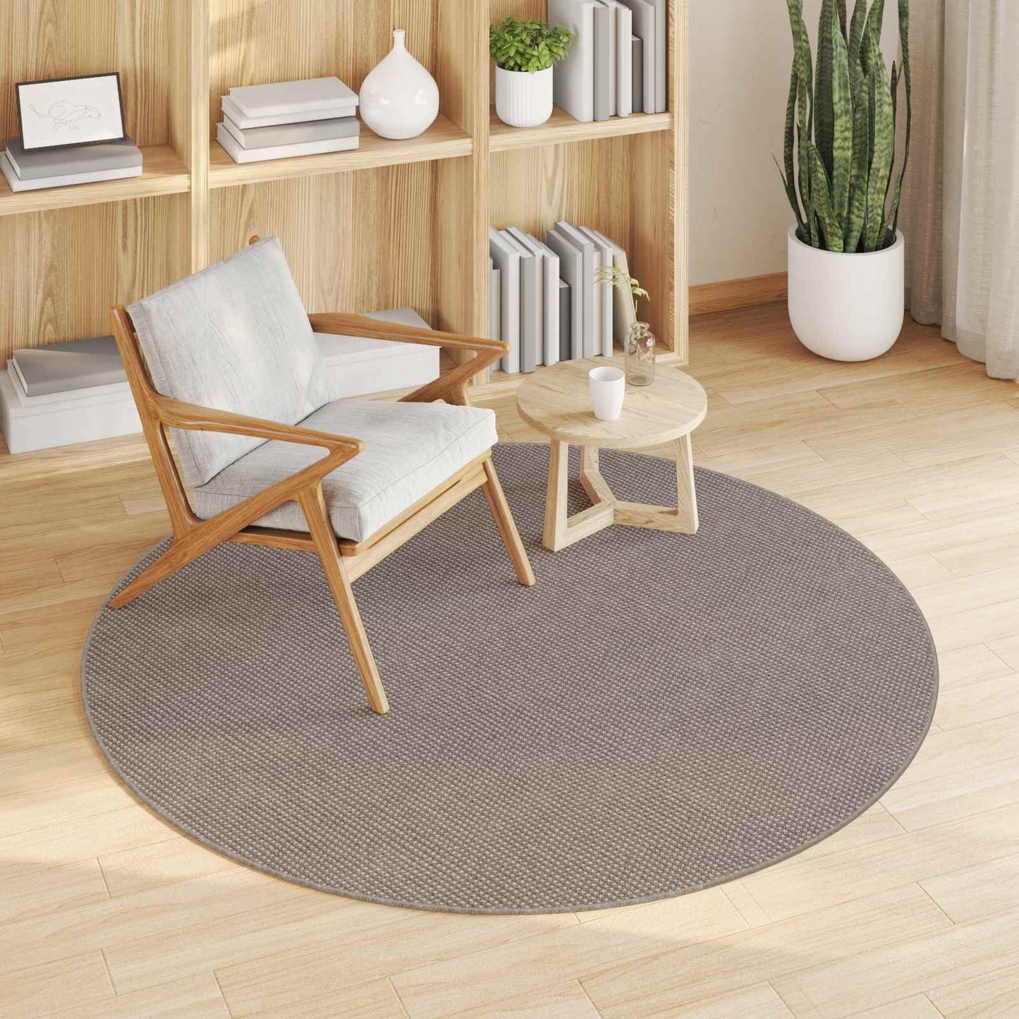 Vloerkleden Rond HUARTE Taupe Ø 120 CM Polyester