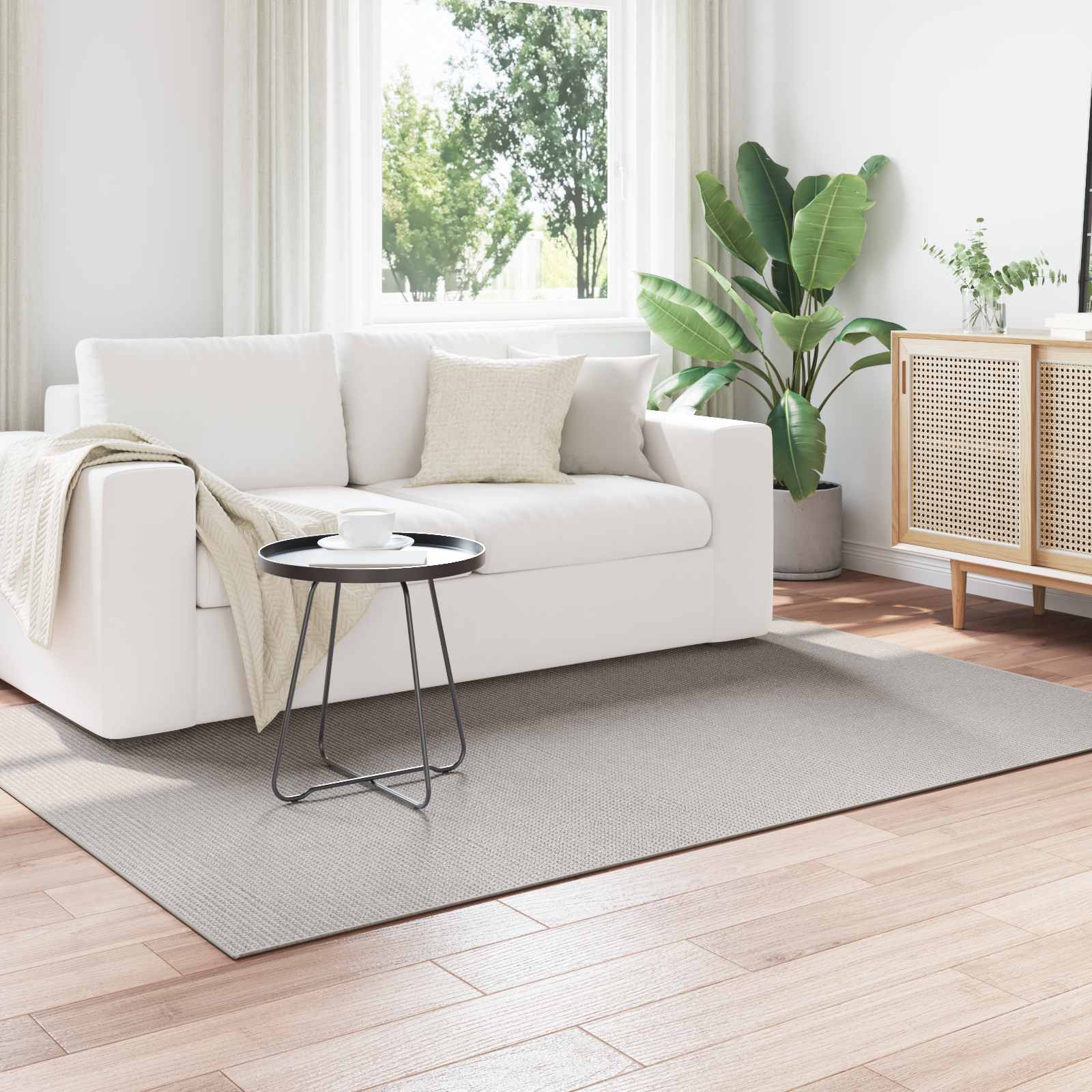 Vloerkleden HUARTE Crème en Grijs 200 x 140 cm Polyester