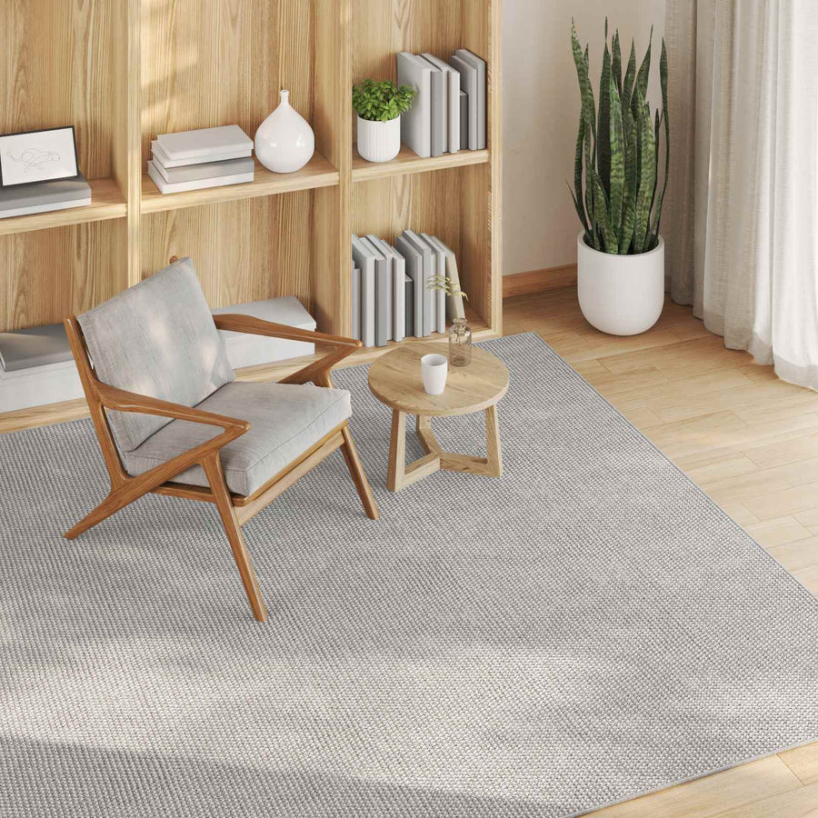Vloerkleden HUARTE Crème en Grijs 120 x 120 cm Polyester