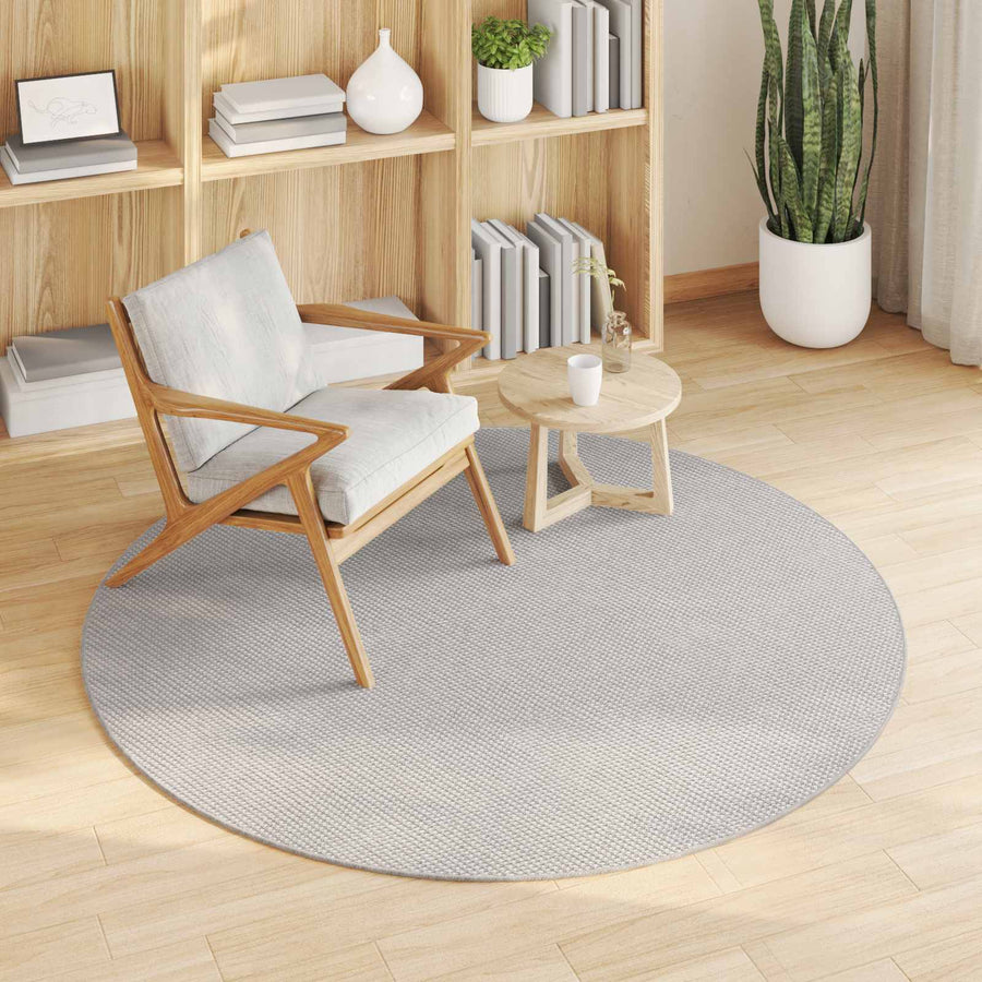 Vloerkleden Rond HUARTE Crème en Grijs Ø 120 CM Polyester