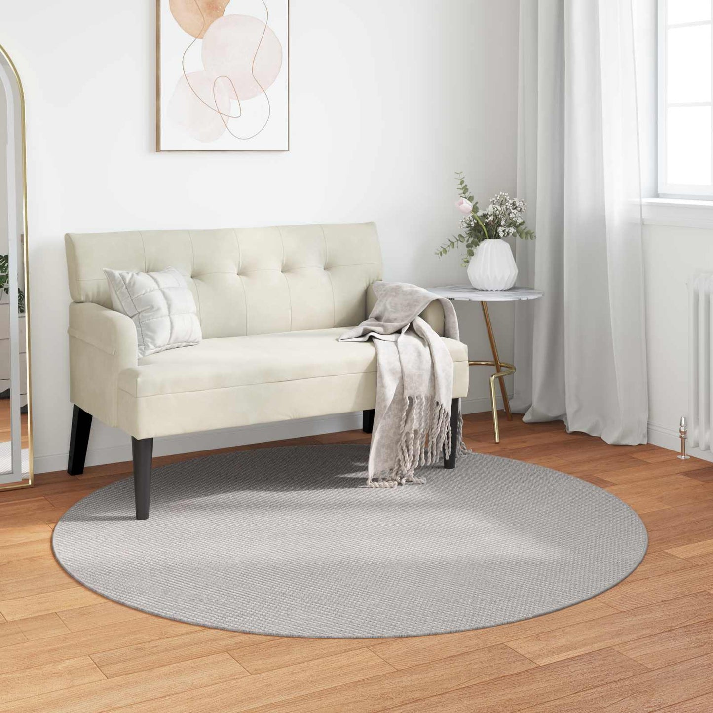 Vloerkleden Rond HUARTE Crème en Grijs Ø 160 CM Polyester
