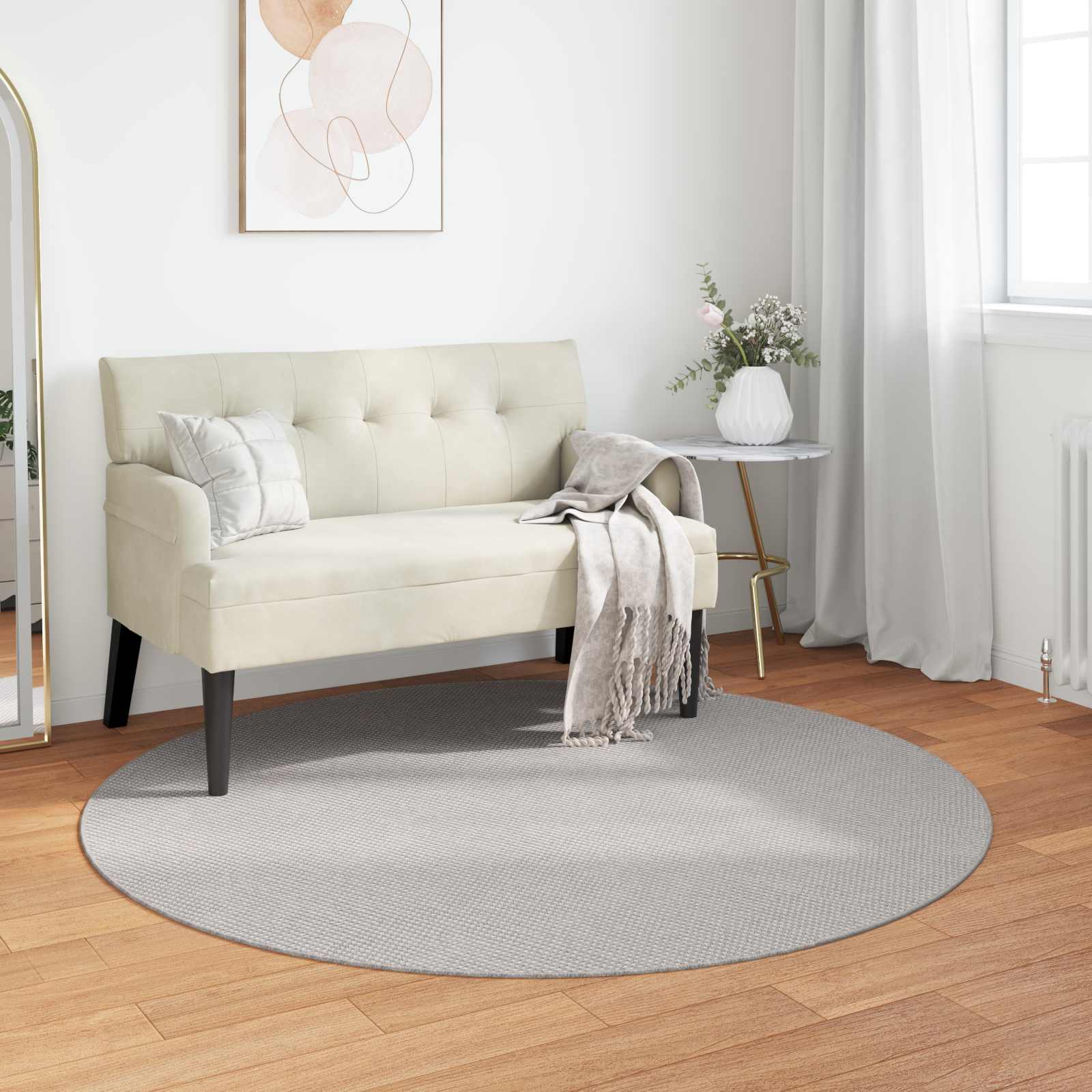 Vloerkleden Rond HUARTE Crème en Grijs Ø 160 CM Polyester