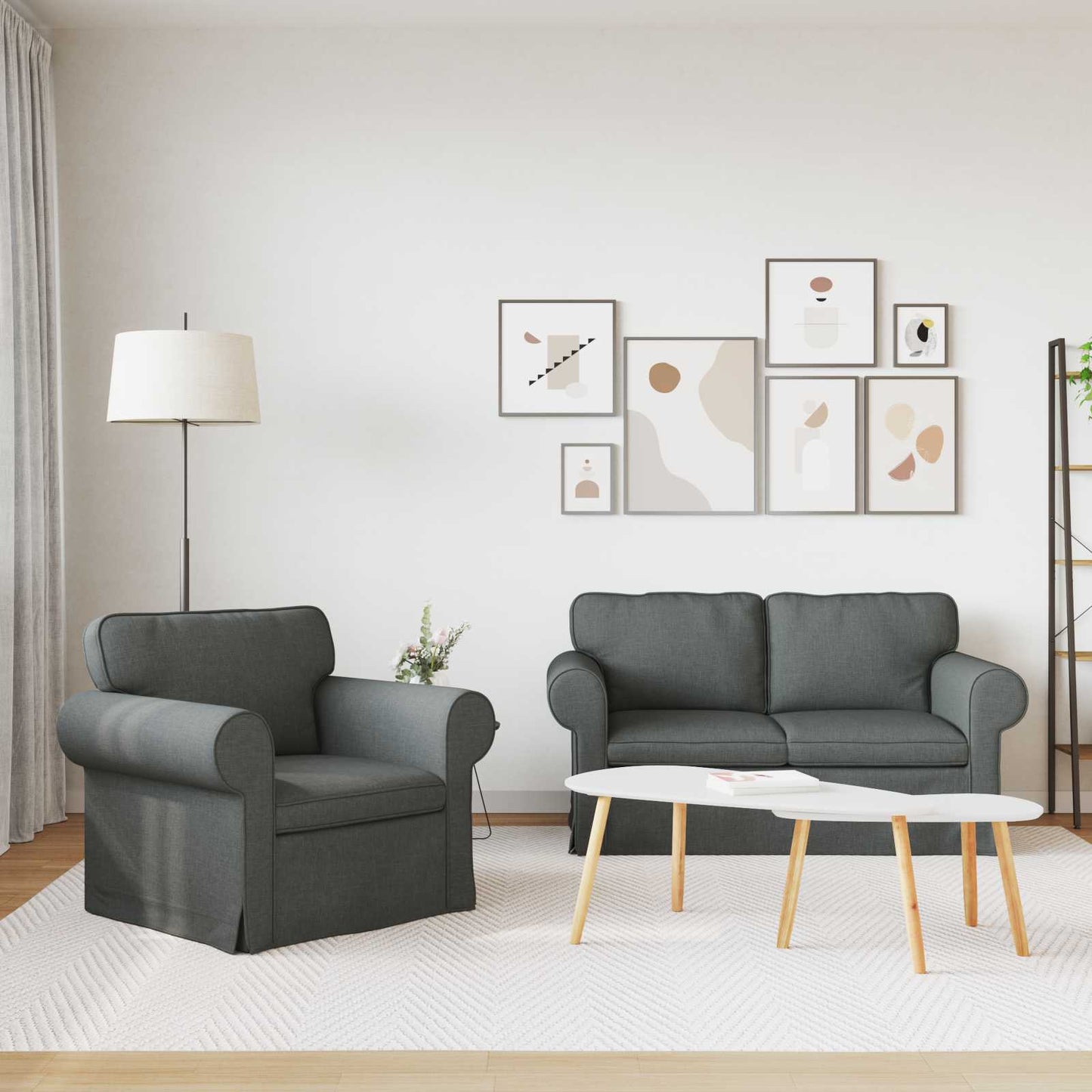 Bank 2 pcs Donkergrijs Metaal