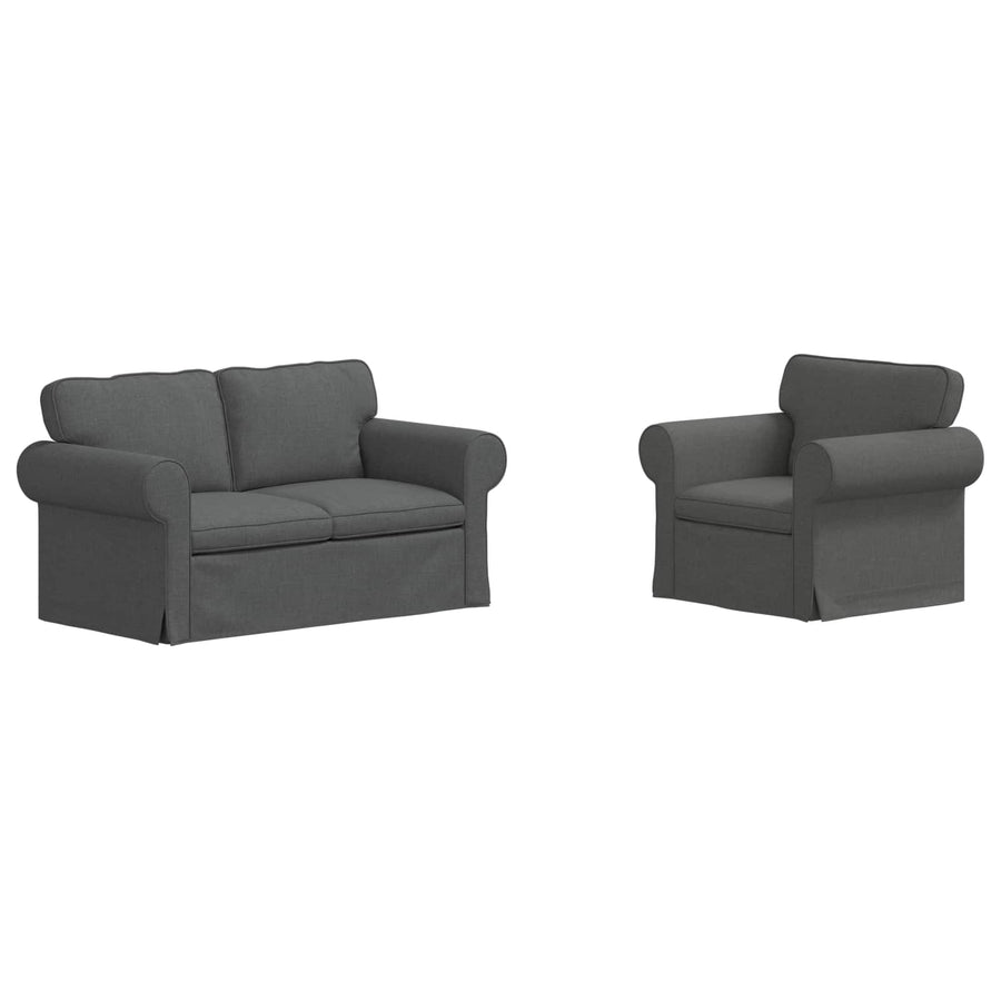 Bank 2 pcs Donkergrijs Metaal