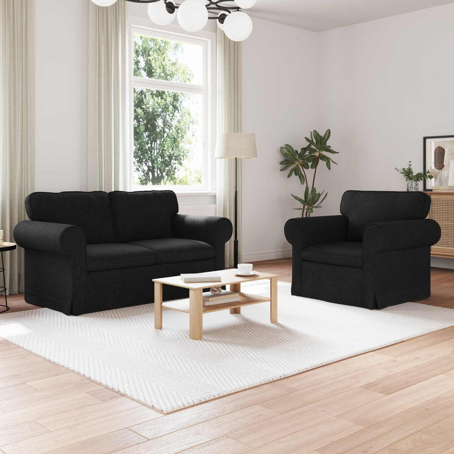 Bank 2 pcs Zwart Metaal