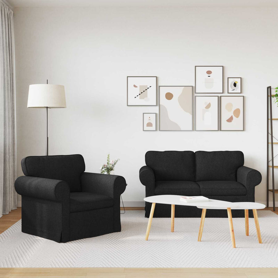 Bank 2 pcs Zwart Metaal