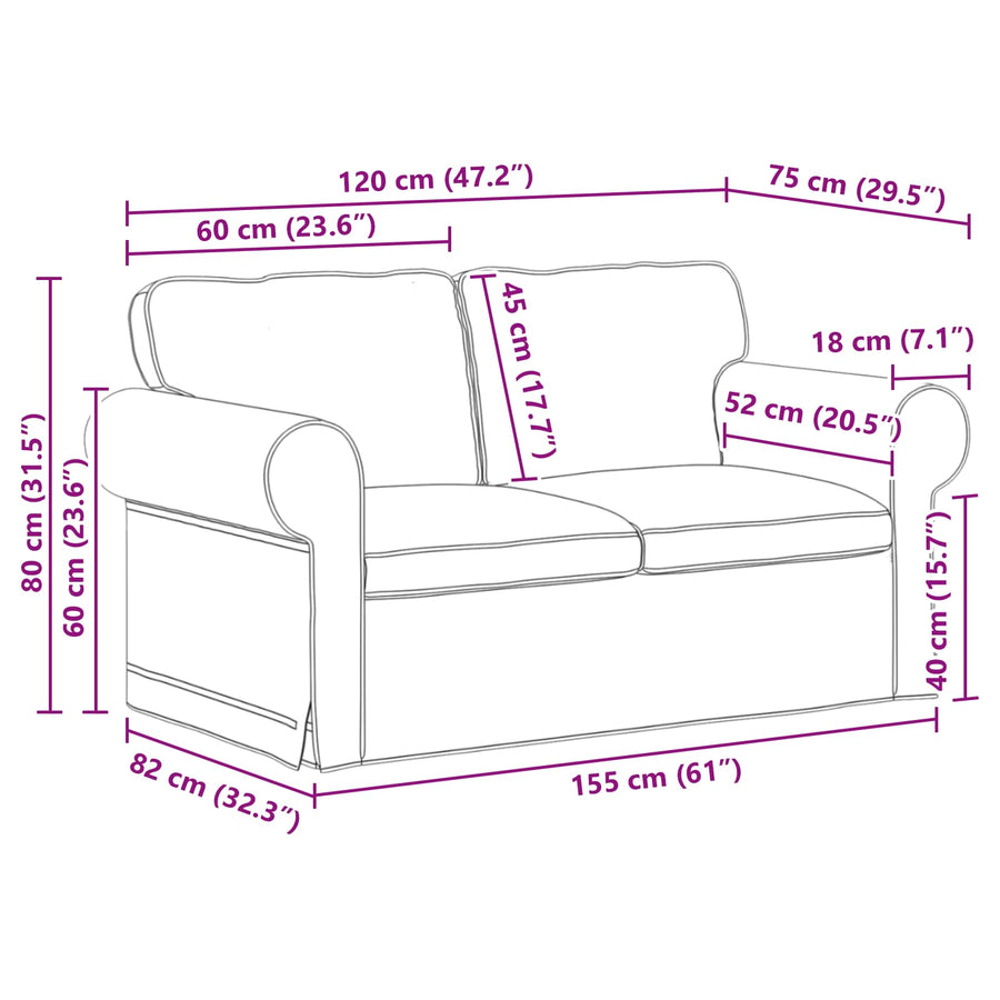 Bank 2 pcs Zwart Metaal