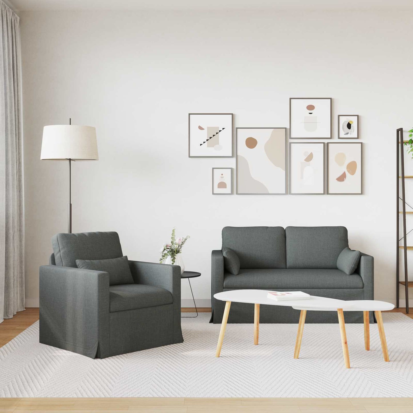 Bank 2 pcs Donkergrijs Metaal