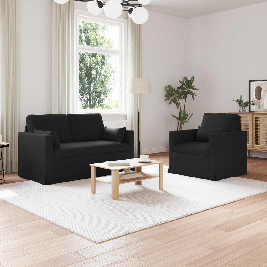 Bank 2 pcs Zwart Metaal