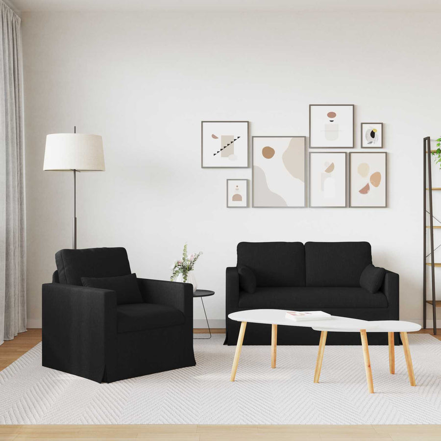 Bank 2 pcs Zwart Metaal