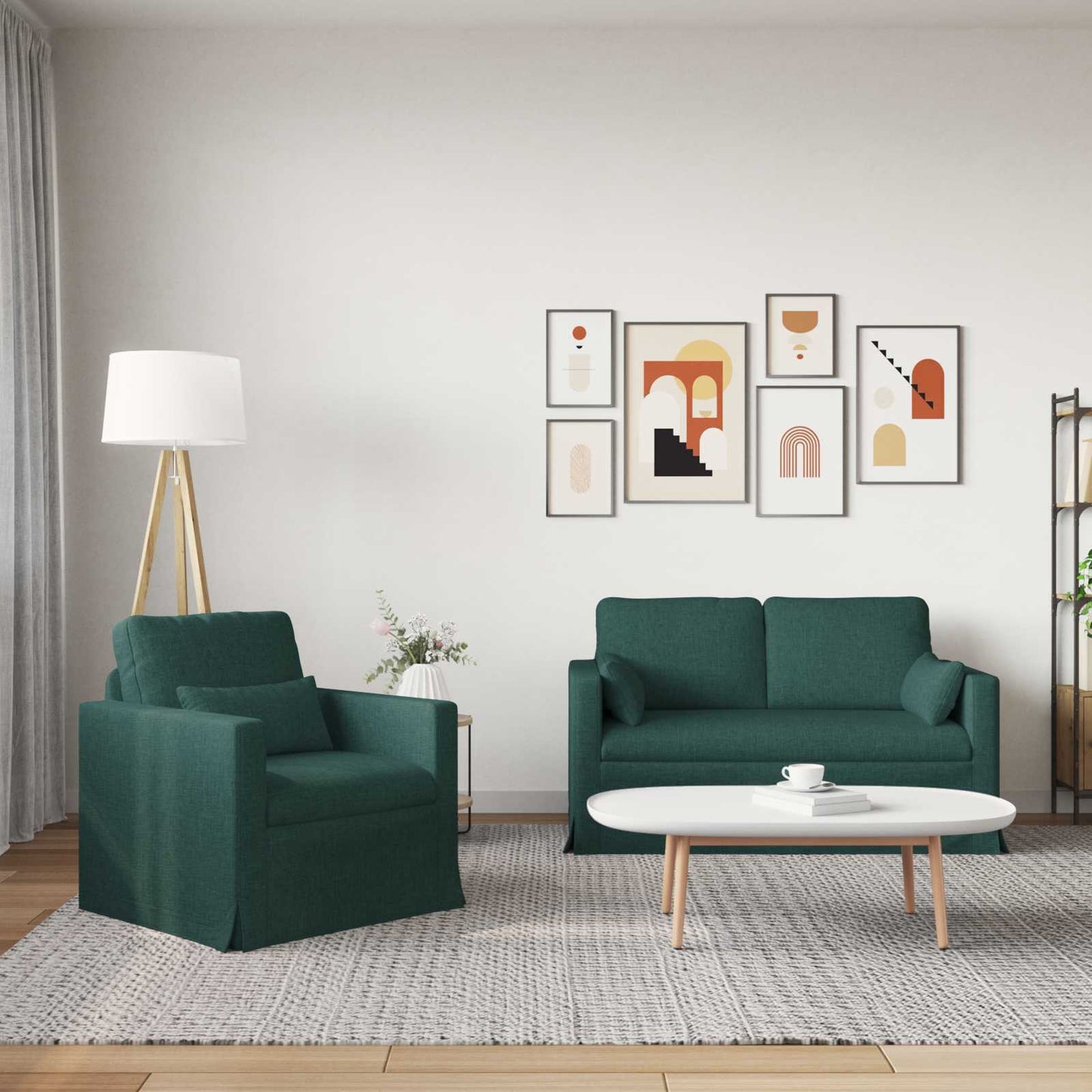 Bank 2 pcs Donkergroen Metaal