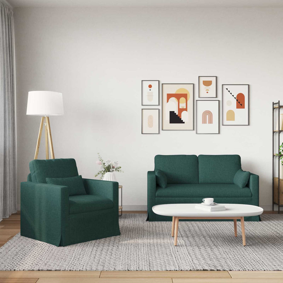 Bank 2 pcs Donkergroen Metaal