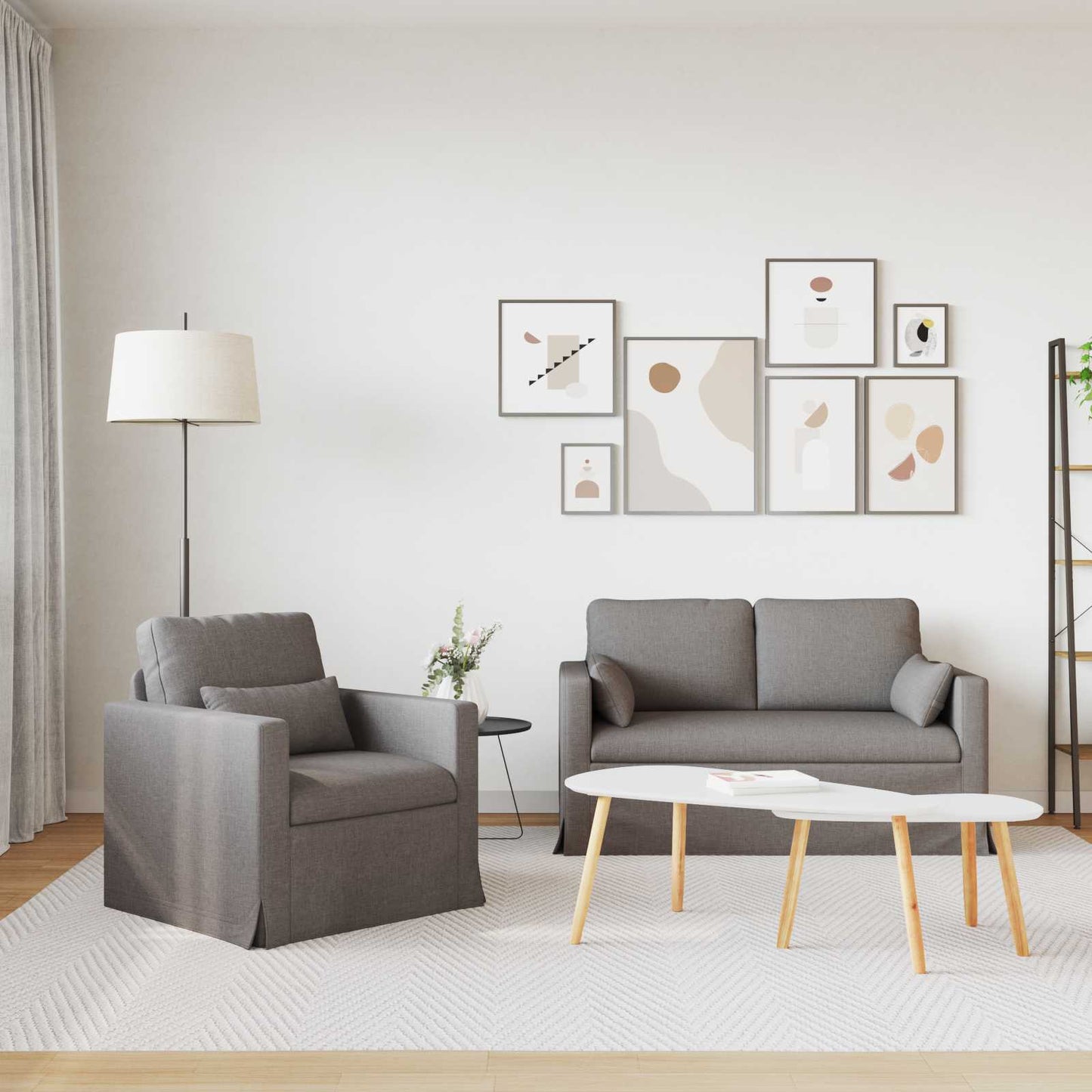Bank 2 pcs Taupe Metaal