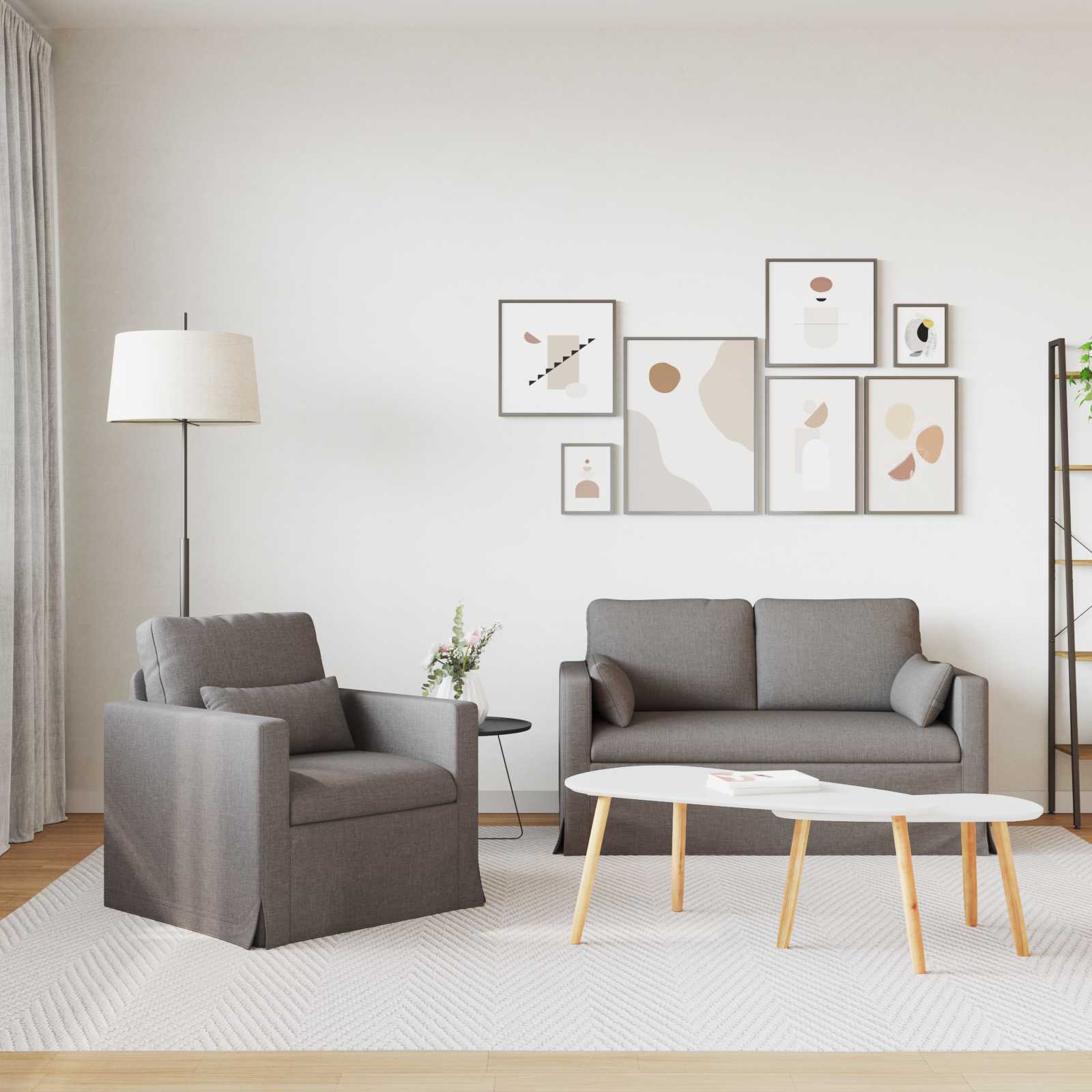 Bank 2 pcs Taupe Metaal
