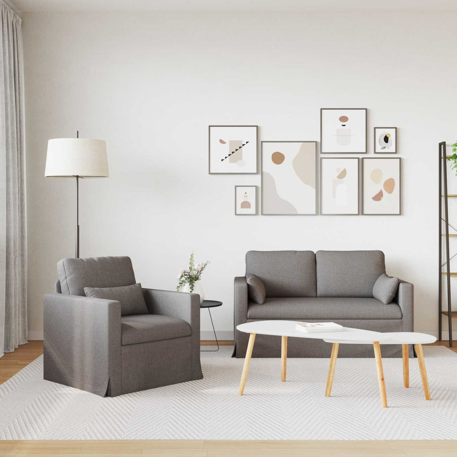 Bank 2 pcs Taupe Metaal