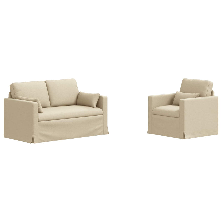 Bank 2 pcs Crème Metaal