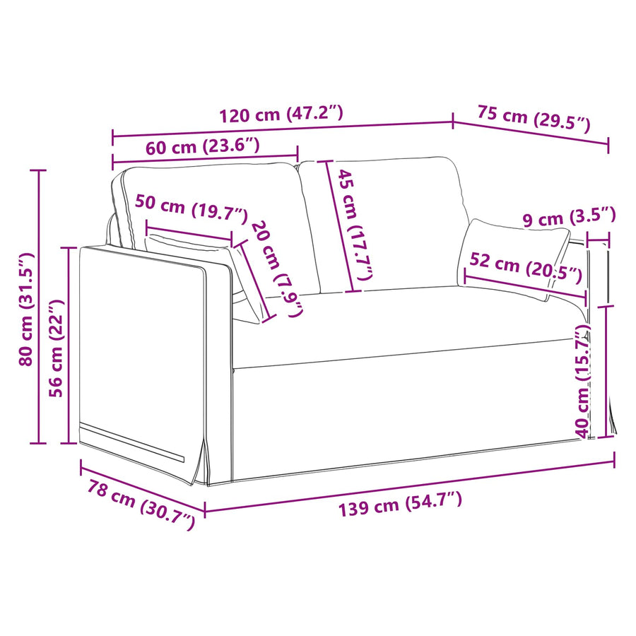 Bank 2 pcs Crème Metaal