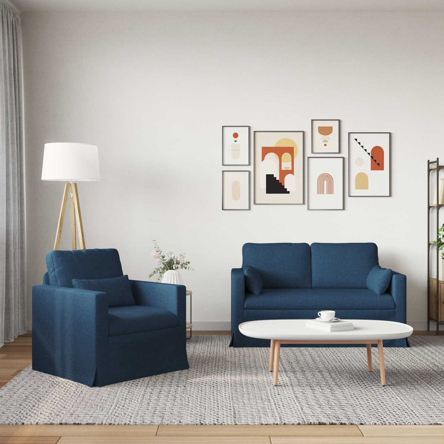 Bank 2 pcs Blauw Metaal