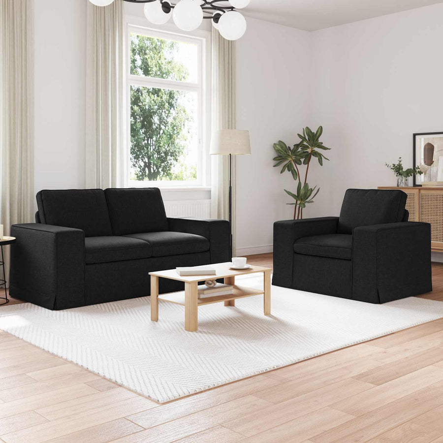Bank 2 pcs Zwart Metaal