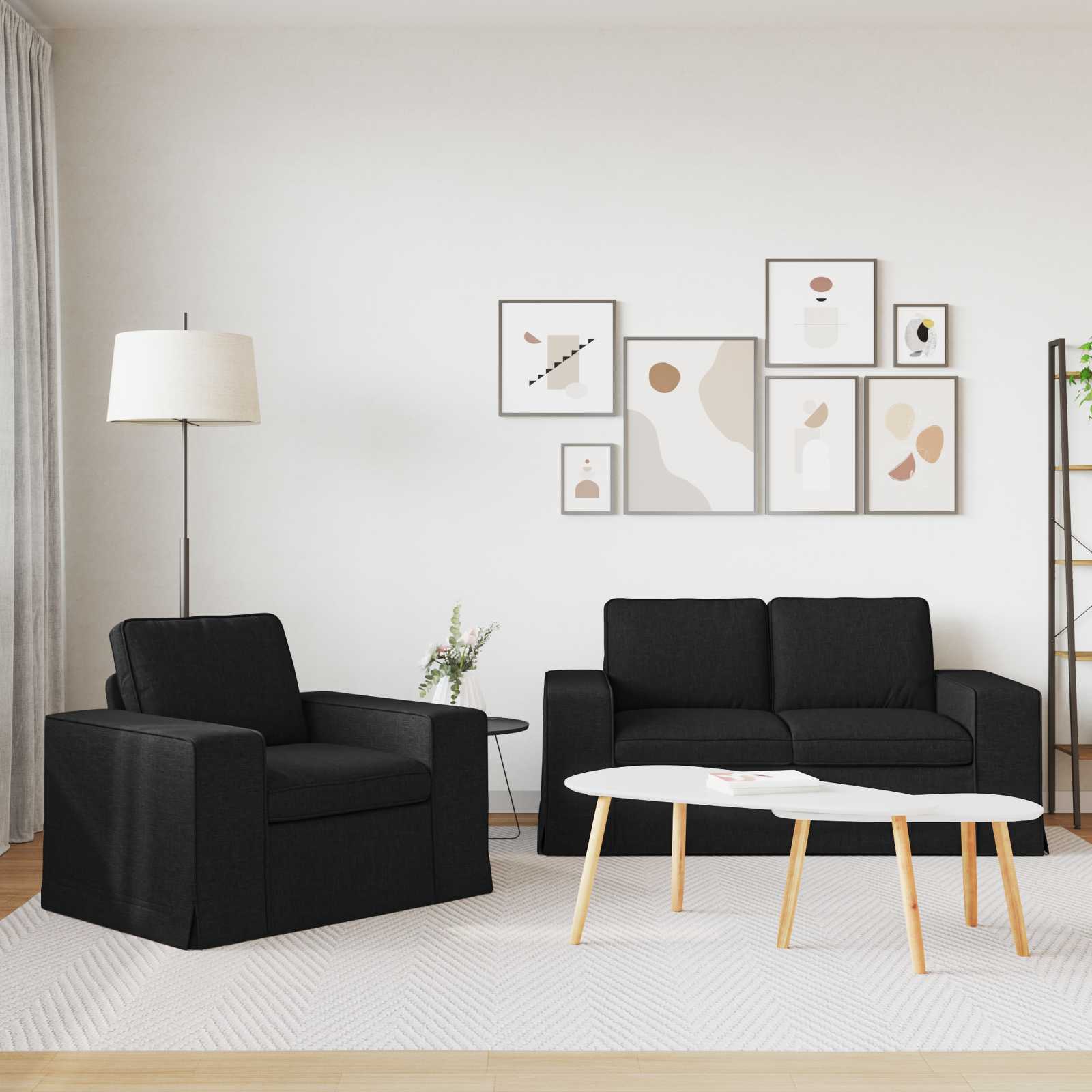 Bank 2 pcs Zwart Metaal