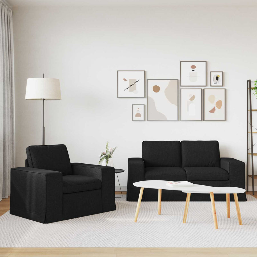Bank 2 pcs Zwart Metaal