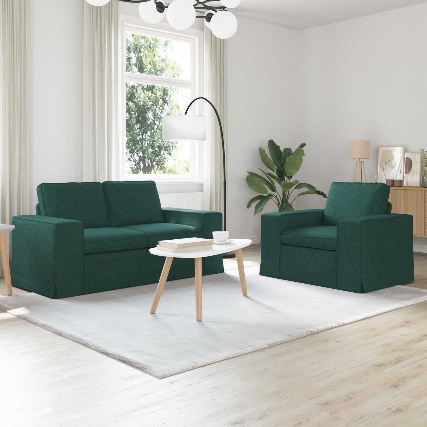 Bank 2 pcs Donkergroen Metaal