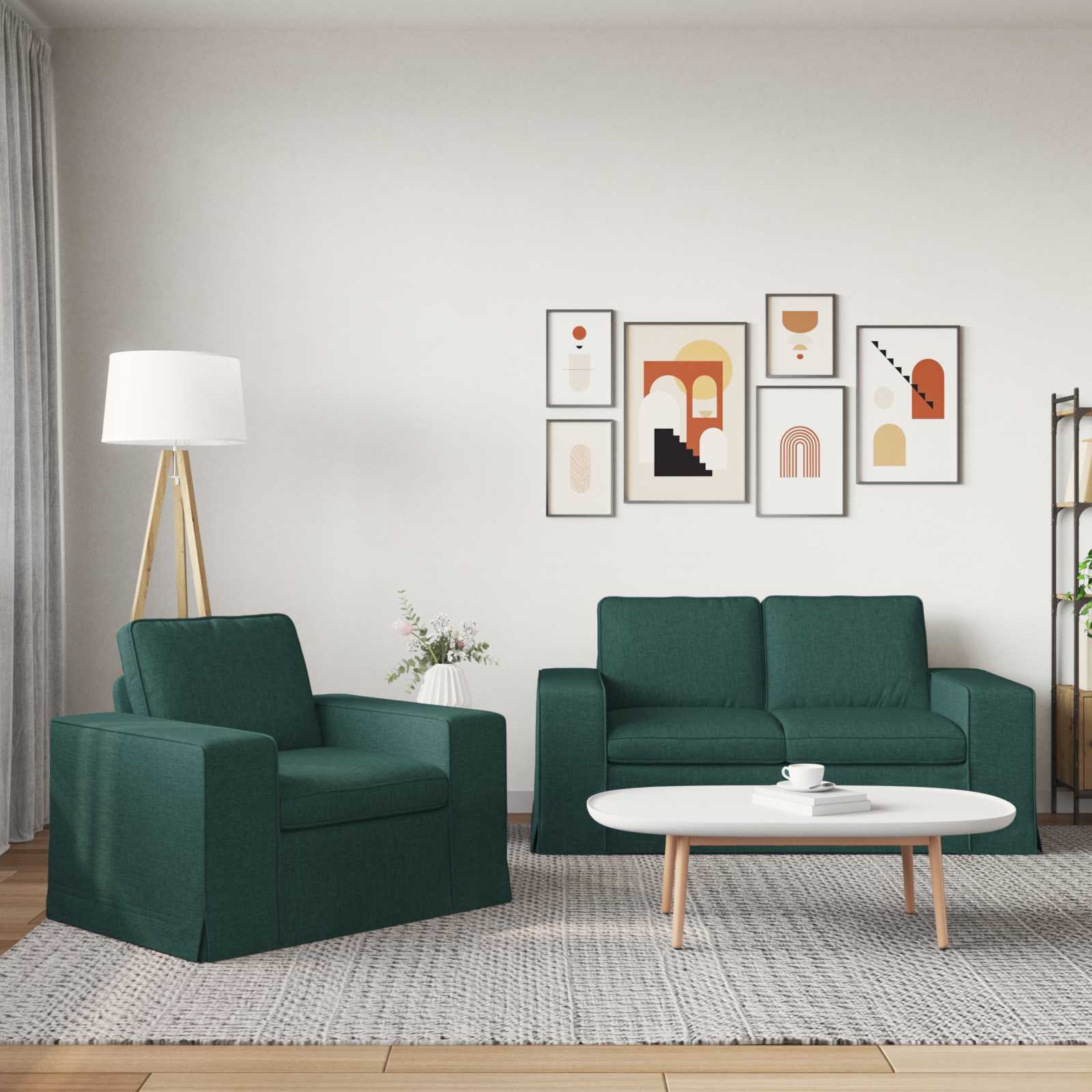 Bank 2 pcs Donkergroen Metaal