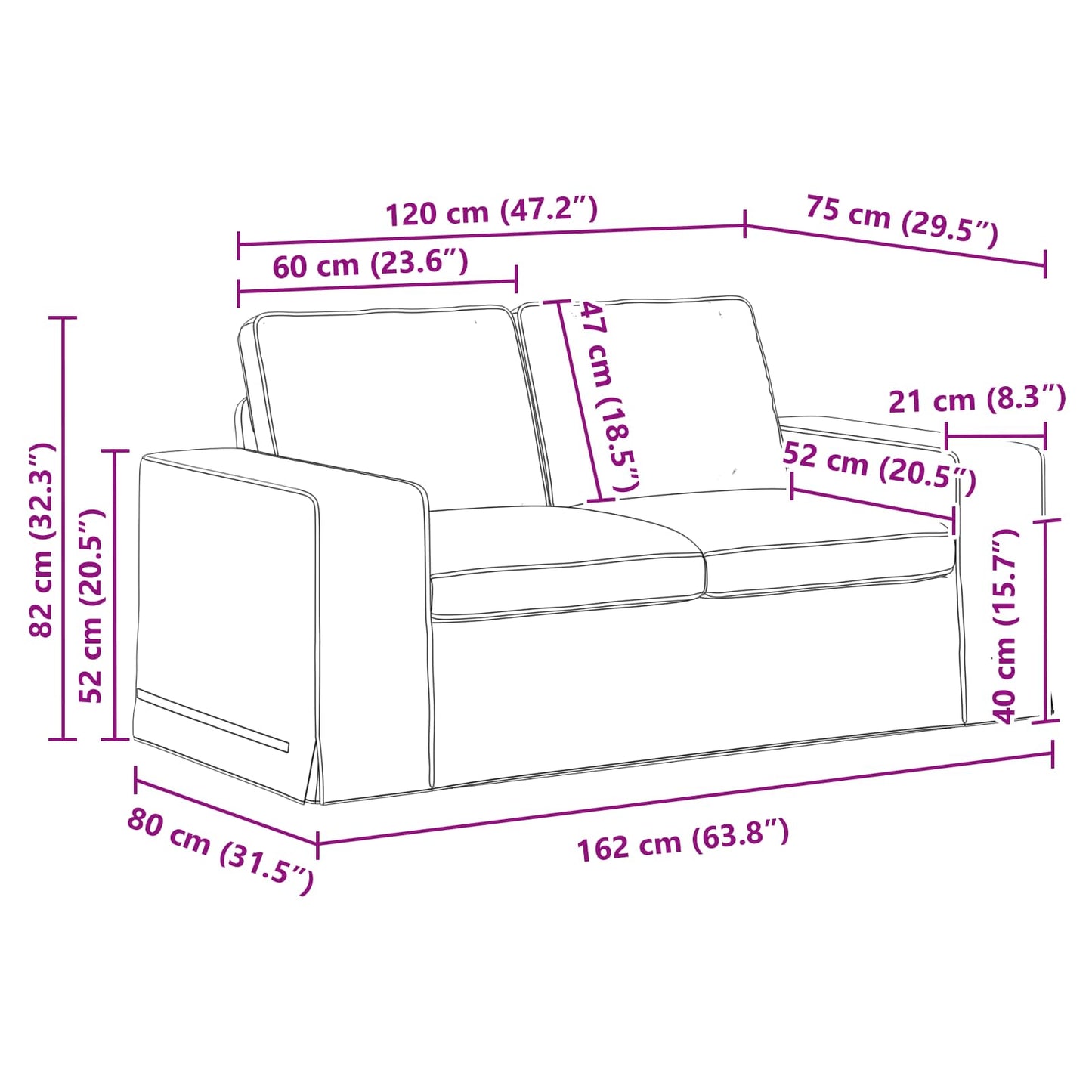 Bank 2 pcs Taupe Metaal