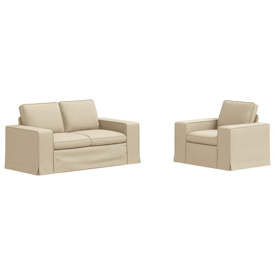 Bank 2 pcs Crème Metaal