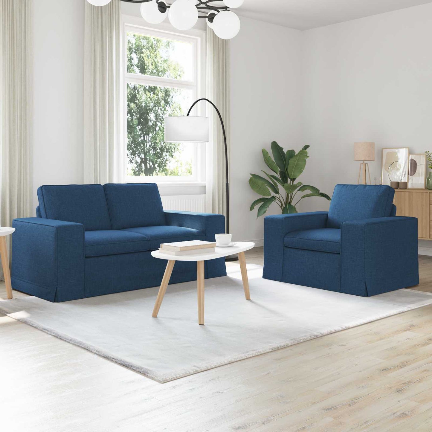 Bank 2 pcs Blauw Metaal
