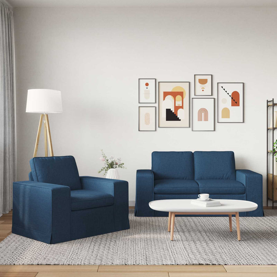 Bank 2 pcs Blauw Metaal