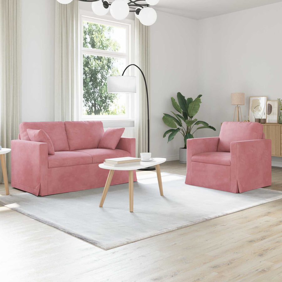 Bank 2 pcs Roze Totale afmetingen: 138 x 78 x 80 cm (B x D x H)