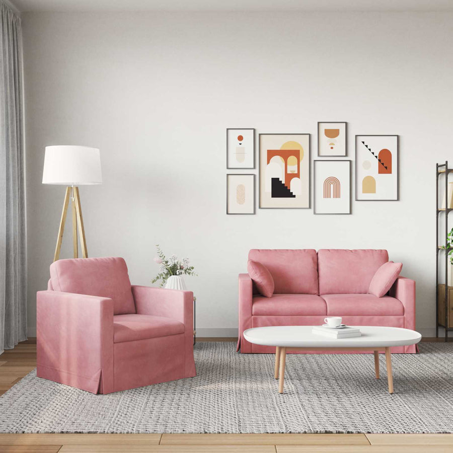 Bank 2 pcs Roze Totale afmetingen: 138 x 78 x 80 cm (B x D x H)
