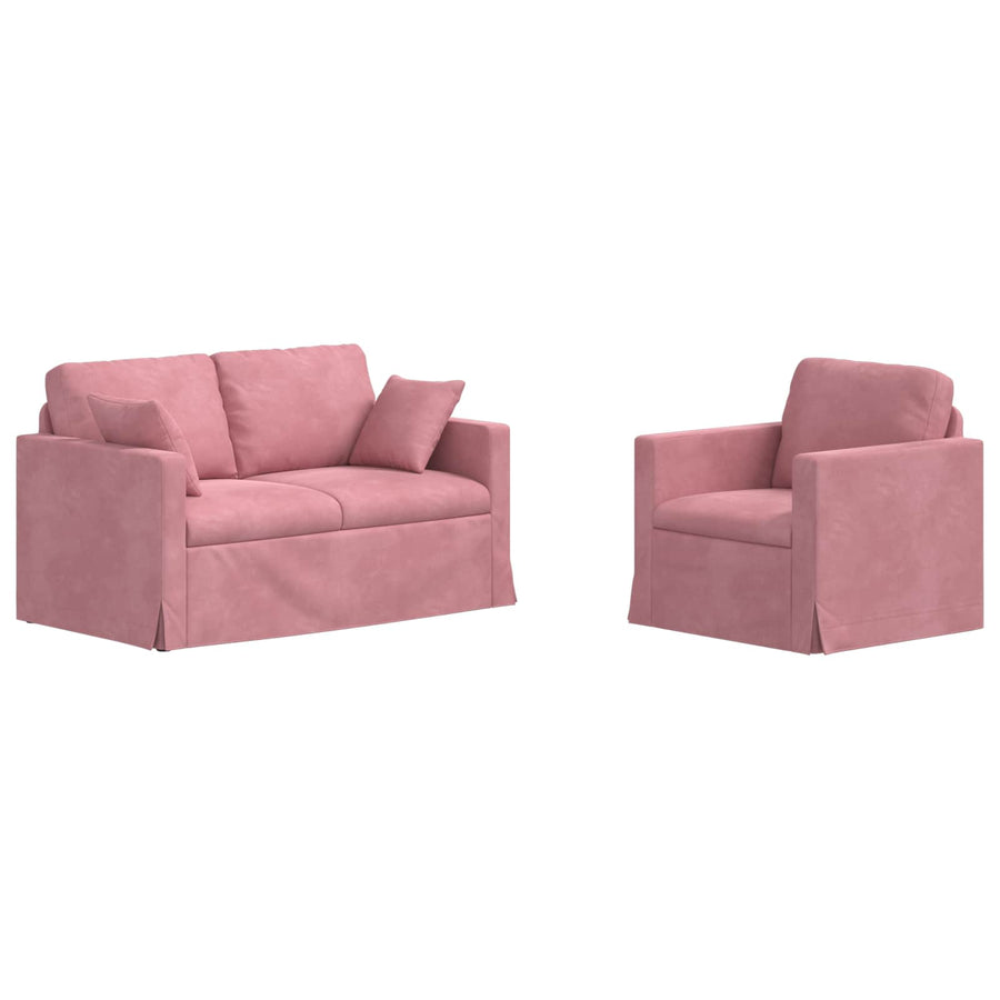 Bank 2 pcs Roze Totale afmetingen: 138 x 78 x 80 cm (B x D x H)