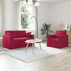 Bankstel 2-delig wijnrood 138x78x80 cm fluweel