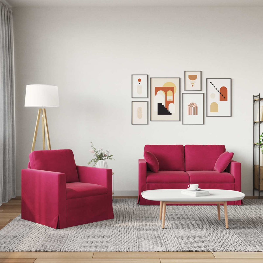 Bank 2 pcs Wijnrood