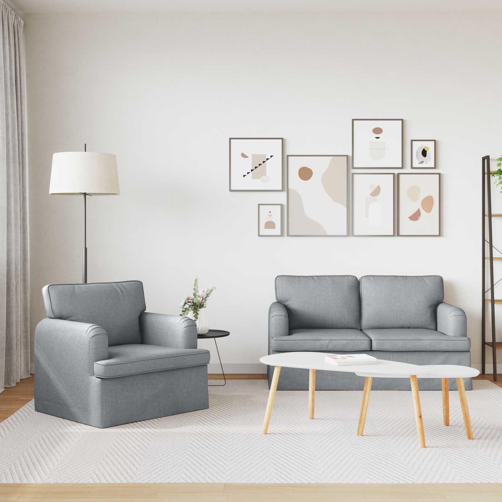 Bank 2 pcs Lichtgrijs Metaal