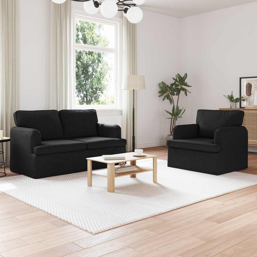 Bank 2 pcs Zwart Metaal