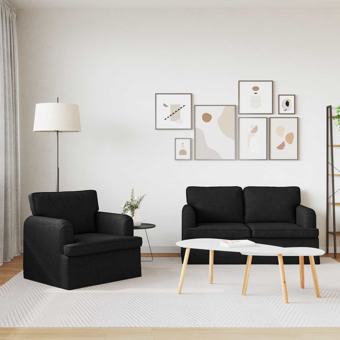 Bank 2 pcs Zwart Metaal